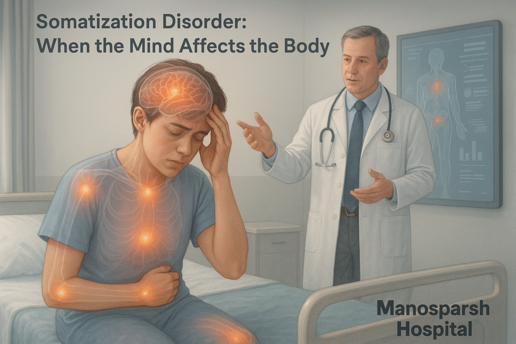 best psychiatrist in Khambhalia, mental health doctor in Khambhalia, Manosparsh Hospital Khambhalia, Dr. Jagdish Warotaria psychiatrist, neuro psychiatrist in Khambhalia, somatization disorder treatment Khambhalia, unexplained physical symptoms mental health, holistic psychiatric care Khambhalia, mental health clinic near Vijay Cinema Khambhalia, psychological stress and physical symptoms, anxiety and chest pain treatment Khambhalia, stress-related stomach problems doctor, fatigue and mental health connection, mind-body healing Khambhalia, compassionate psychiatric care Khambhalia, top mental health specialist Khambhalia, somatization disorder psychiatrist Gujarat, best neuro psychiatry hospital Khambhalia, counseling and therapy Khambhalia, mental health awareness in Khambhalia